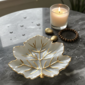 Energized Selenite Crystal Leaf Shaped Bowl